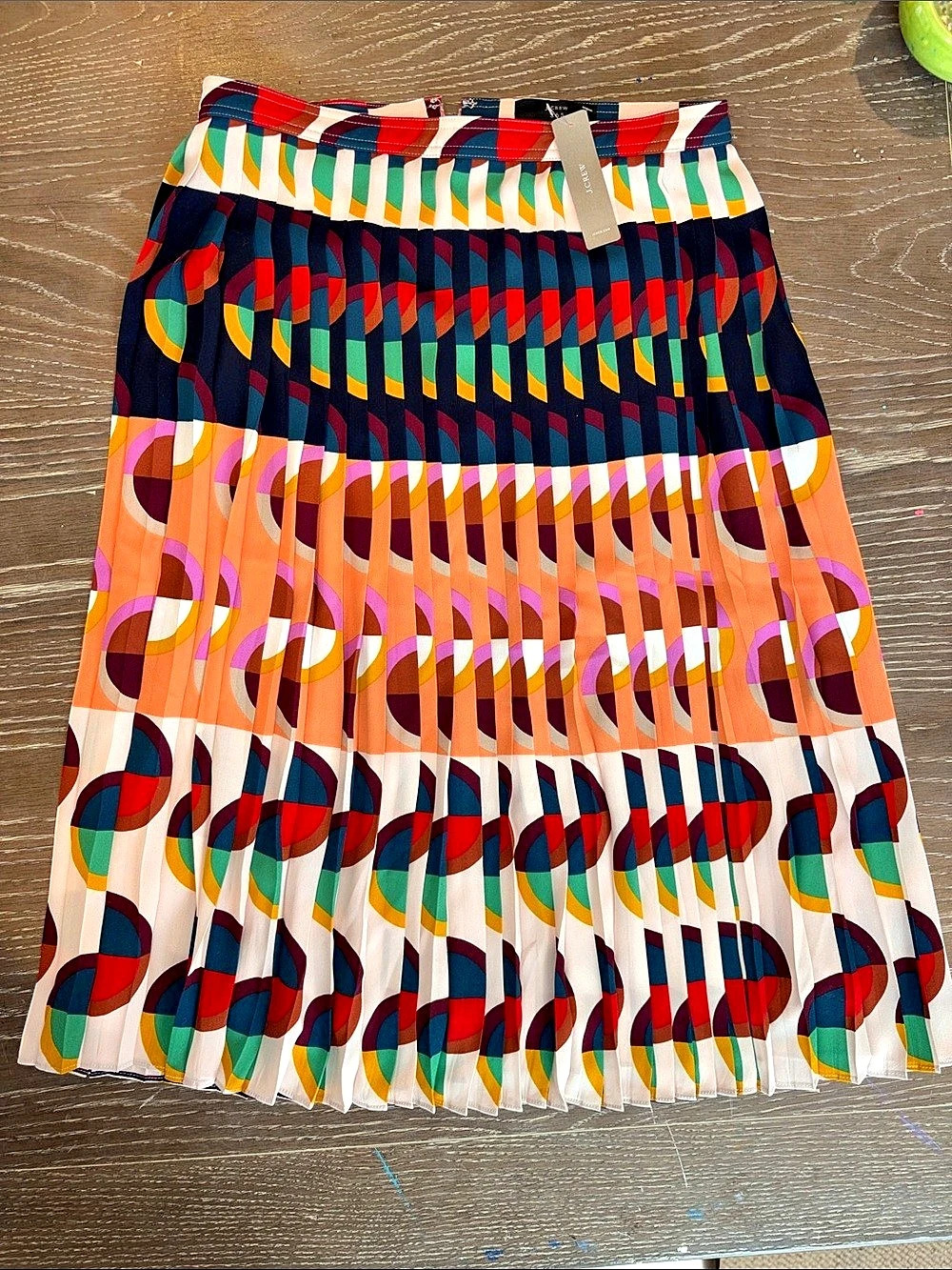 J.Crew Pleated Midi Skirt in Art Deco Print Multicolor Size 6